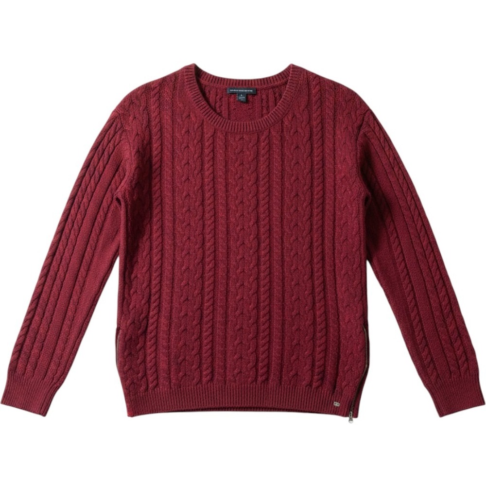 American Eagle Outfitters Burgundy Cable Knit Sweater Side Zip Red Womens Small